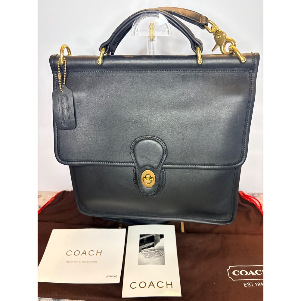 Coach Vintage Willis 9927 Black Leather Crossbody Bag Brass Hardware PRISTINE